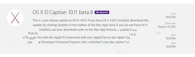苹果os x10.11el capitan beta8更新了什么 苹果os x10.11el capitan beta8发布下载2