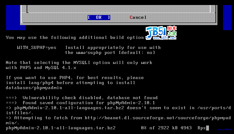 FreeBSD6.2上搭建apache2.2.4+mysql5.1.7+php5.2.1+phpmyadmin10