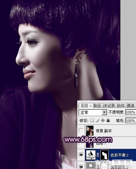 Photoshop将人像图片调制出超酷的质感暗紫色29