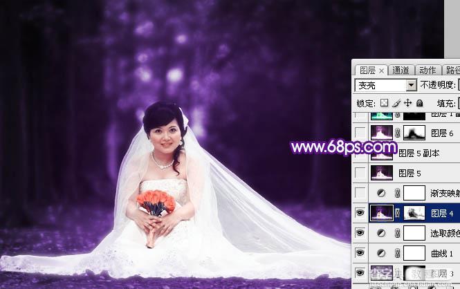 Photoshop图片处理教程之打造超梦幻的紫色婚片12