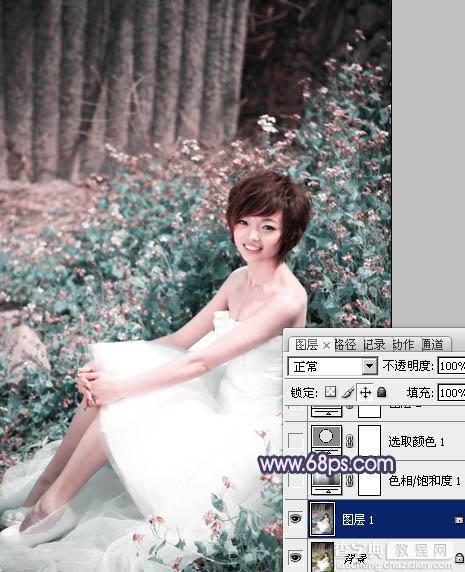 Photoshop将外景人物图片调成柔和的古典暗调青紫色3