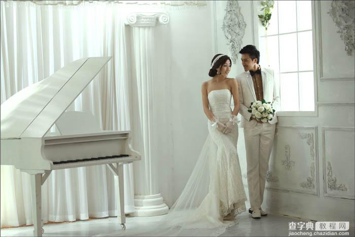 Photoshop将室内婚片调制出柔和的韩系淡暖色效果7