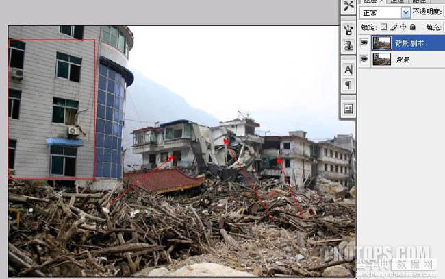 Photoshop 让地震后的废墟再现辉煌的处理6
