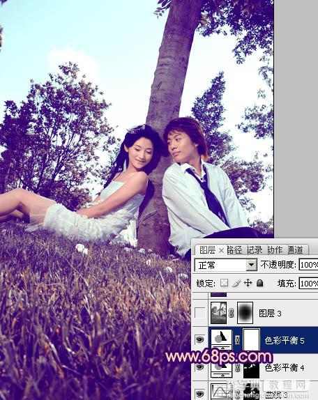 Photoshop为外景情侣图片增加浪漫的橙紫色33