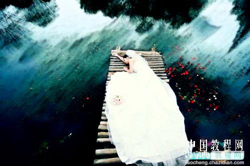 Photoshop制作漂亮的青色水墨外景婚片2