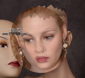 photoshop将美女模特头像制作成破裂的雕像效果教程9
