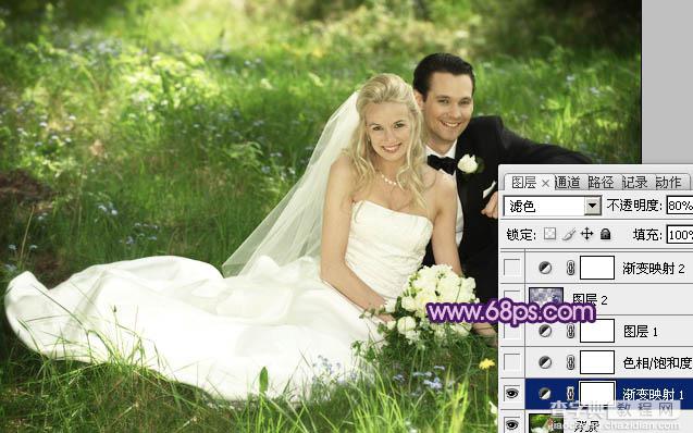 Photoshop将外景婚片调成淡淡的紫红色4