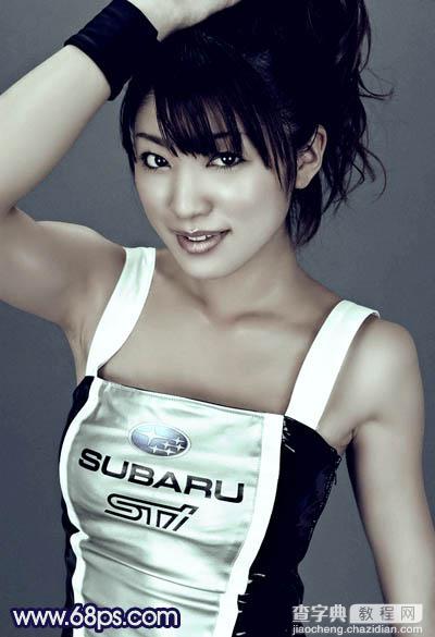 Photoshop将美女车模调制出低饱和的淡黄色质感肤色31