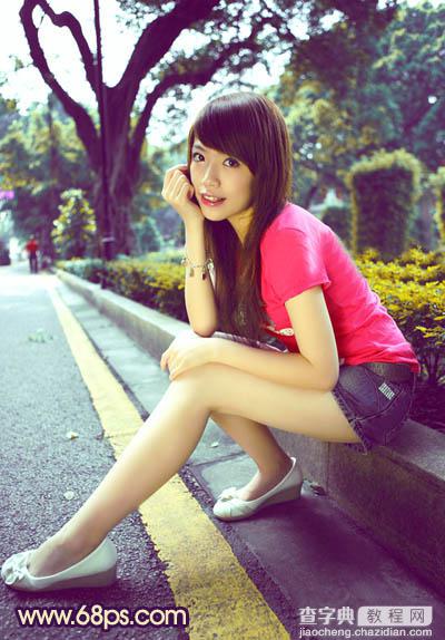 Photoshop将公路人物图片调成灿烂的暖色调24