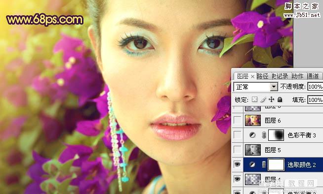 Photoshop将特写人物图片调制成柔美的紫黄色28