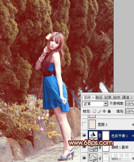 Photoshop为外景美女图片打造出暖暖的红褐色效果17