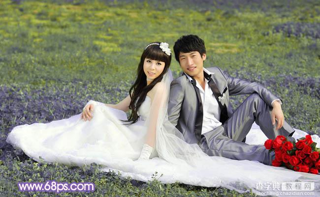 Photoshop将青绿的外景婚片调成柔美的淡紫色8