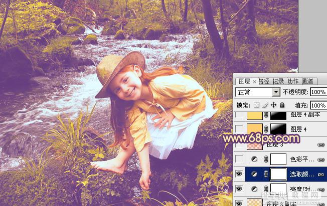 Photoshop为树林女孩图片调制出柔美的暖色调23