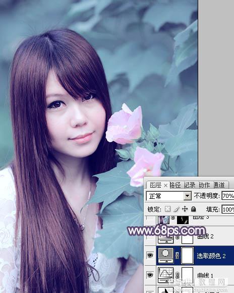 Photoshop将写真人物图片调制出甜美的青紫色效果16