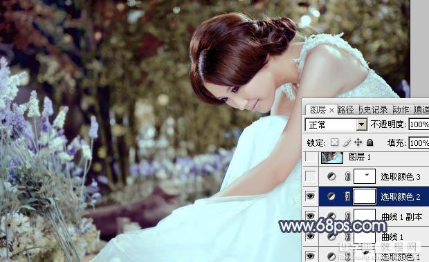 Photoshop为甜美的美女婚片打造出暗调蓝褐色效果19