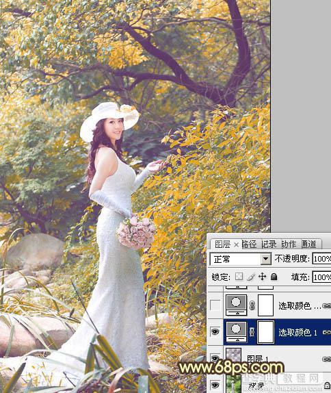 Photoshop为树林美女婚片增加漂亮的橙红色6