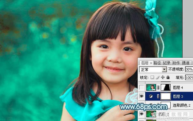 Photoshop为小女孩图片增加上甜美的青红色效果22