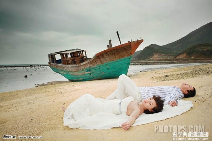 Photoshop 清晰浪漫的海景婚片1
