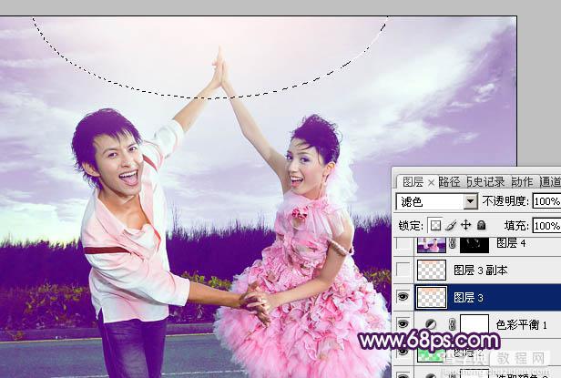 Photoshop为外景婚片打造出甜美的紫色效果19