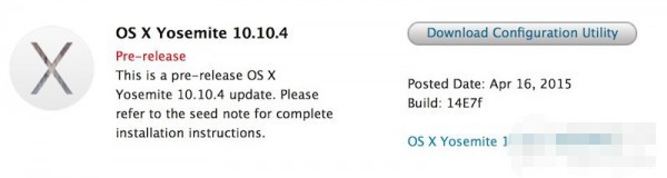 苹果OS X 10.10.4首个测试版来了 仅面向开发者发布1