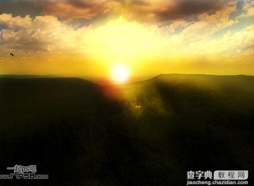 Photoshop制作漂亮的森林日出效果2