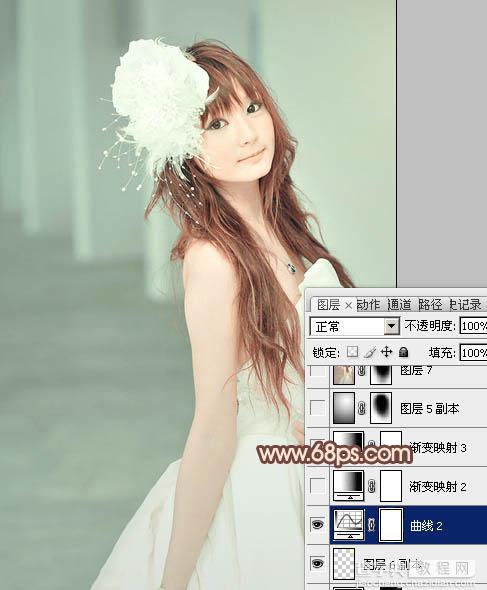 Photoshop将美女婚片调成柔美的淡褐色23