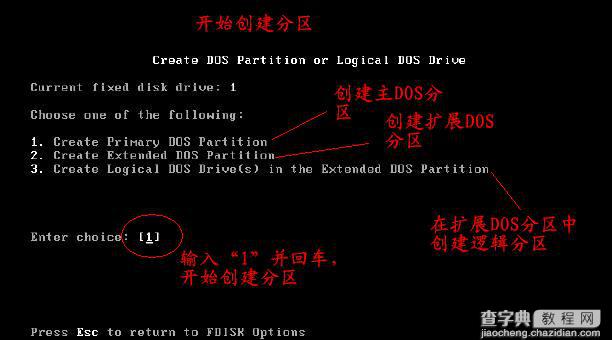 在DOS下用FDISK工具分区的图解_图解硬盘分区6