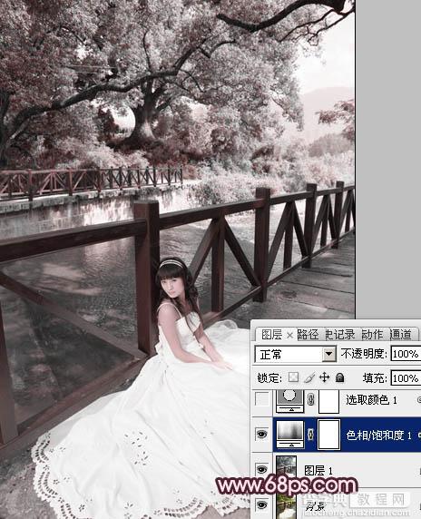 Photoshop将河边美女婚片调成梦幻的紫红色方法5