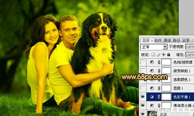 Photoshop将外景情侣图片调成温馨的黄褐色7