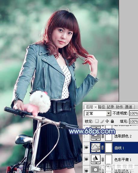 Photoshop为美女图片打造出时尚的韩系青灰色效果17