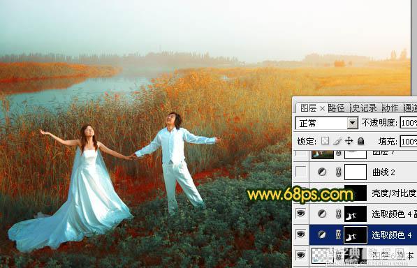 Photosho将江景芦苇婚片打造成唯美的晨曦效果30