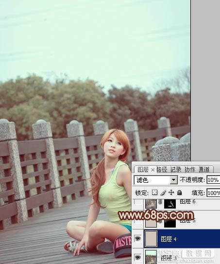 Photoshop将外景美女图片调出柔和的中性暖色调21