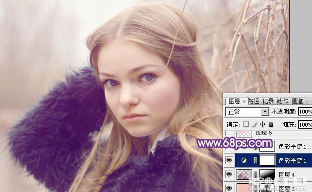 Photoshop为外景人物图片增加朦胧的淡紫色16