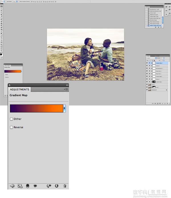 Photoshop将海边人物图片打造出怀旧的暗褐色效果15