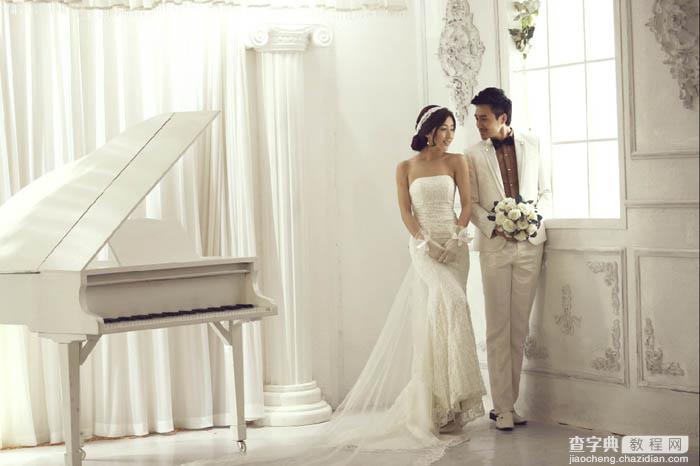 Photoshop将室内婚片调制出柔和的韩系淡暖色效果12