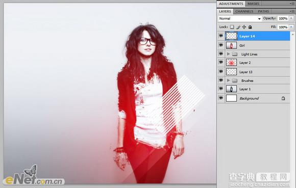 Photoshop将人物图片打造出柔美的红光潮流海报效果28