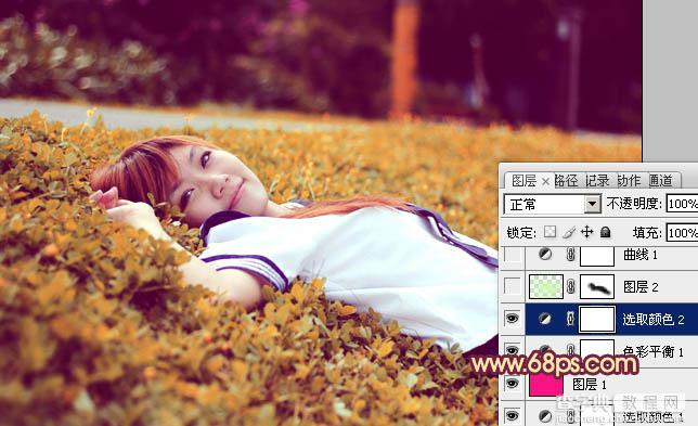 Photoshop为草地人物图片增加柔和暖色调效果实现方法14