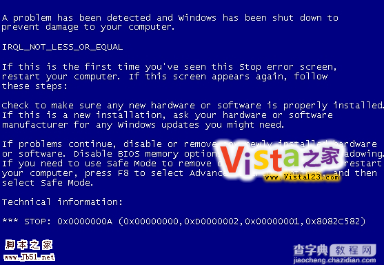 Windows XP/Vista/Windows 7常见蓝屏故障分析1