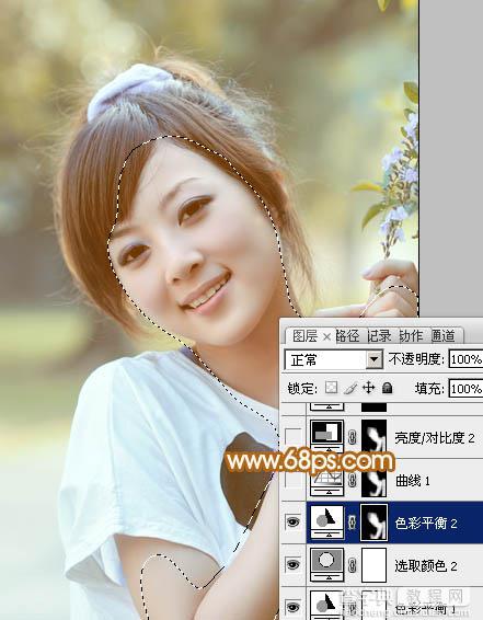 Photoshop为可爱外景人物图片加上暖暖的淡美粉黄色23