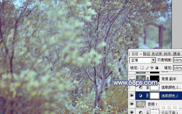Photoshop为树林人物图片增加上唯美的韩系淡蓝色效果26