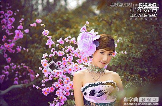 Photoshop将粉色婚片艺术照调制出梦幻紫色调效果1