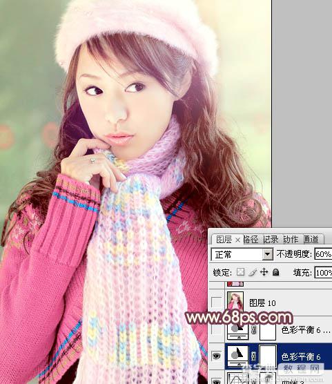 Photoshop将冬季美女图片加上淡紫蜜糖色效果39