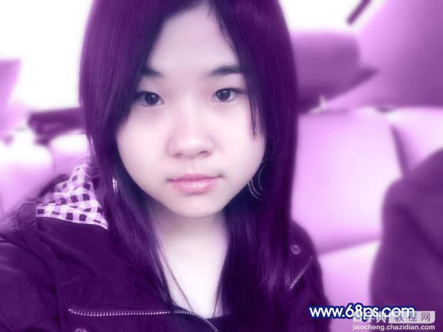 Photoshop 人物照片柔美的紫色调19