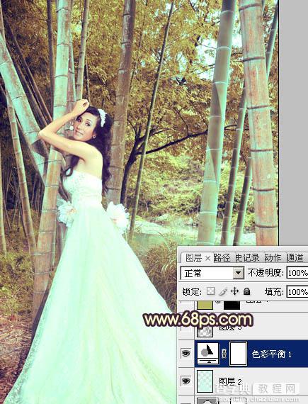 Photoshop将竹林婚片打造出柔和的黄褐色效果19