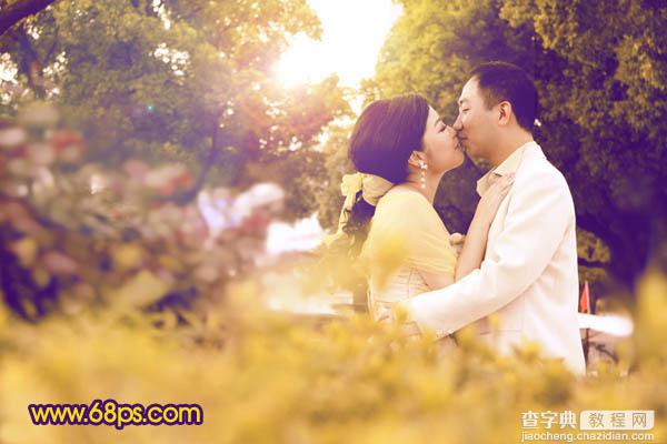 Photoshop将外景婚片调出温馨浪漫的暖橙色17