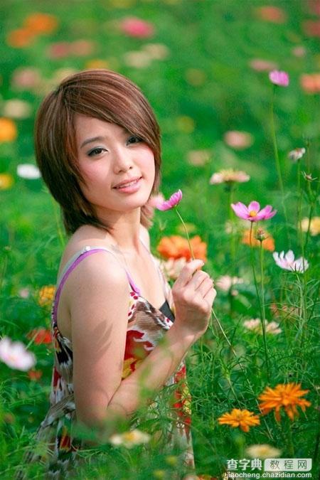 Photosho将花景美女图片调出流行的淡暖色效果1