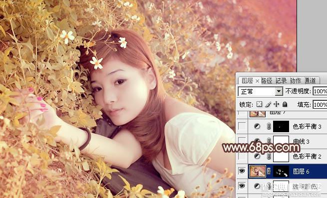 Photoshop将草地人物图片调制出柔和的暖褐色效果23