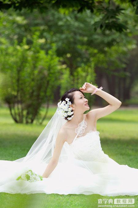 Photoshop将外景婚片调成淡淡的黄绿甜美色1