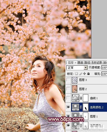 Photoshop将春季外景图片调成柔美的粉红色9