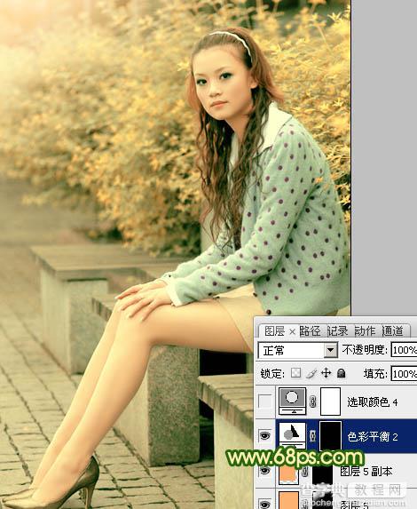 Photoshop将外景美女图片调制出温暖的橙绿色27